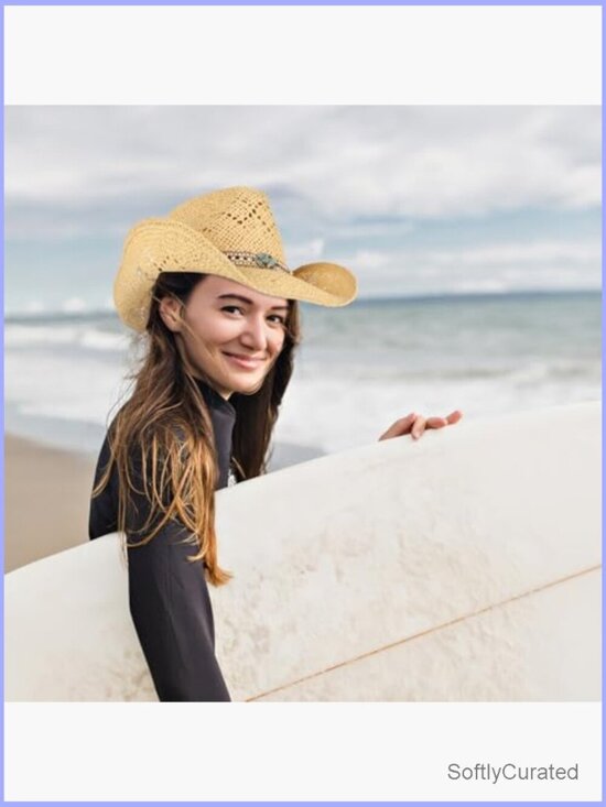 Straw Cowboy Hat with 3 Bands - Unisex Western Sun Hat main image 4